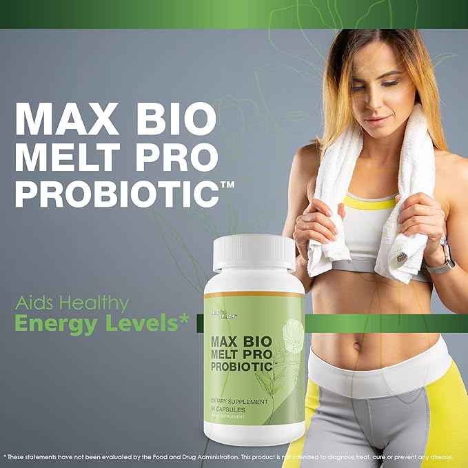 Max Bio Melt Pro Probiotic - Reduce Gut Bloat &amp Support Improved Gut Health with Premium Probiotics - Formulated to Help Cleanse Your Bowel &amp Gut to Reduce Size &amp Support Immune Health