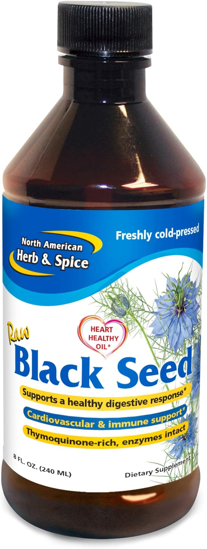 North American Herb &amp Spice Black Seed Oil - 8 fl. oz. - Cardiovascular Digestive &amp Immune Support - Contains Wild Mediterranean Oreganol P73 Oregano Oil - Non-GMO - 48 Total Servings