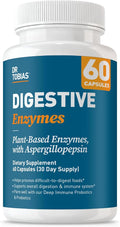 Dr. Tobias Digestive Enzymes Digestion Supplement with 18 Enzymes for Digestion and Gut Health | Includes Amylase Bromelain Lipase Lactase Protease Papain &amp More (60 Capsules 30 Servings)