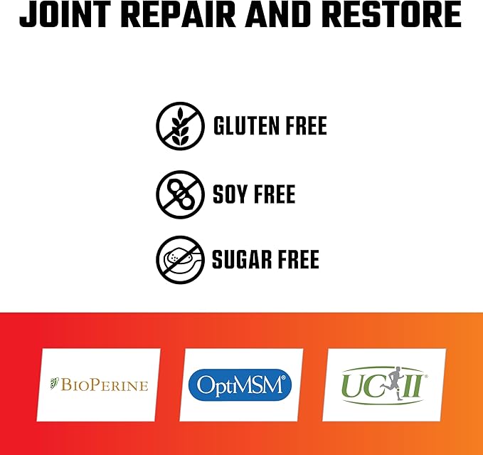 Axe &amp Sledge Joint+ | Joint Health Support Supplement with UC-II Collagen Glucosamine MSM Bioperine | 1g Glucosamine 500mg OptiMSM 40mg UC-II Collagen | 30 Servings