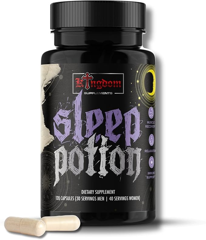 Sleep Potion Melatonin-Free Sleep Support Capsules 120 Count Magnesium Glycinate L-Theanine Zinc Glycinate Chamomile Jujube Seed Lemon Balm 30 to 40 Servings Gluten Free