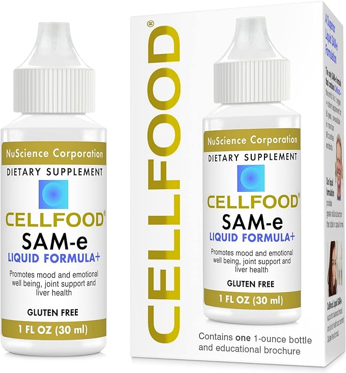 Cellfood SAM-e Liquid Formula+ 1 fl oz - Joint Support &amp Liver Health - Liquid for Easier Absorption &amp Better Bioavailability - Gluten Free Non-GMO - 30-Day Supply