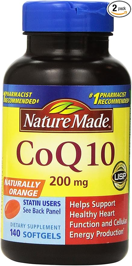 Nature Made CoQ10 Coenzyme Q10 200 mg - 2 Bottles 140 Softgels Each