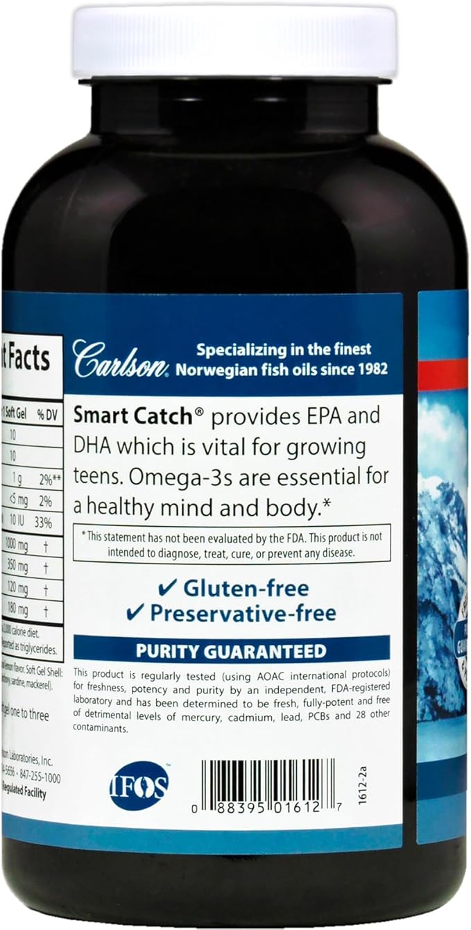 Carlson Teen's Smart Catch® Natural Lemon 180 Soft Gels