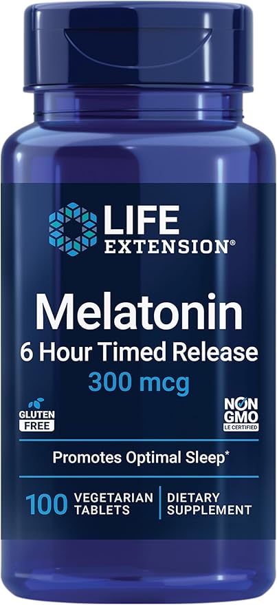 Jarrow Formulas BroccoMax Sulforaphane Generator 35 mg and Life Extension Melatonin 6 Hour Time Release 300 mcg 100 Tablets
