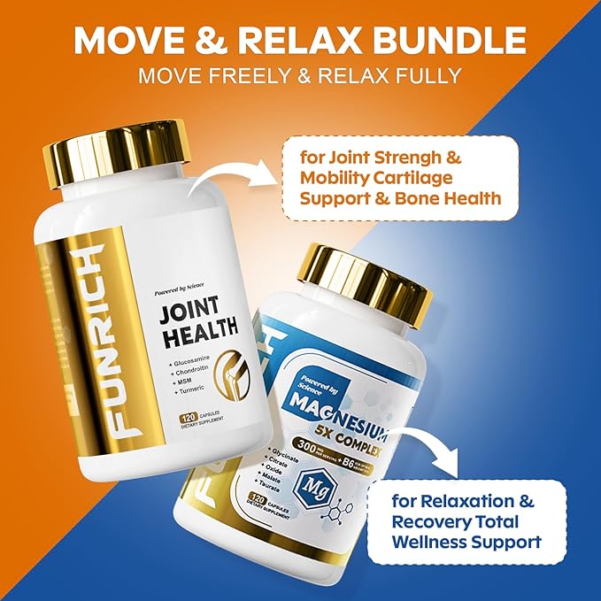 Glucosamine Chondroitin MSM &amp Magnesium Complex Supplement Set 2 individual bottles Glucosamine Complex and Magnesium Complex for Cartilage Joint Health and Muscle Bone Support- 240 Capsules