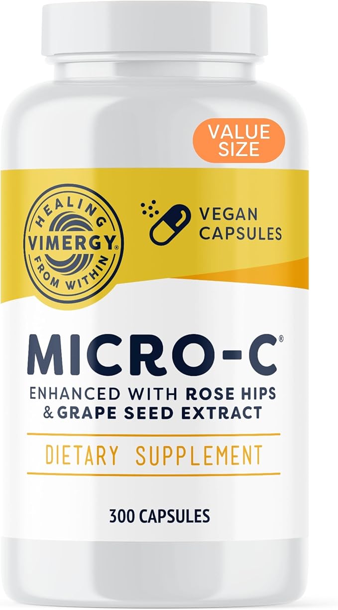 Vimergy Micro-C® Vitamin C Capsules – 500mg per Capsule Supports Immune Health* Promotes Collagen Production Supports Healthy Bones* Kosher Vegan &amp Gluten-Free Value Size 300 Capsules