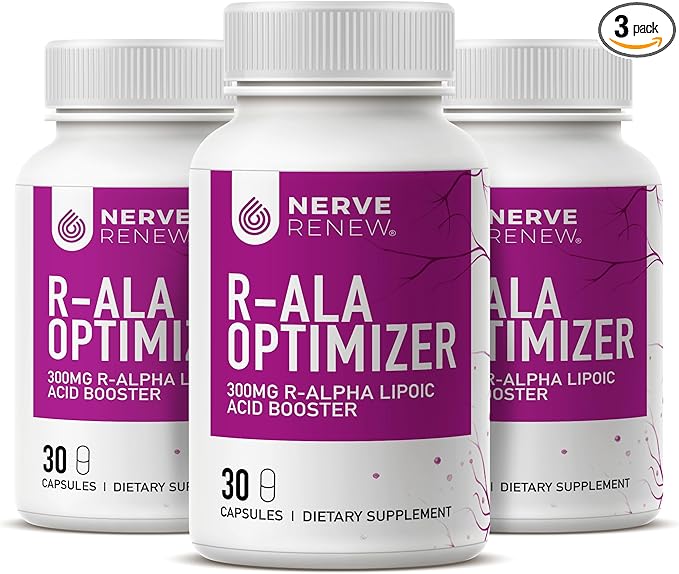 NERVE RENEW Optimizer 3 Pack (90 Capsules) - 300 mg Stabilized R-Alpha Lipoic Acid per Capsule - Nerve Support Supplement - Fast Absorption - Safe and All Natural