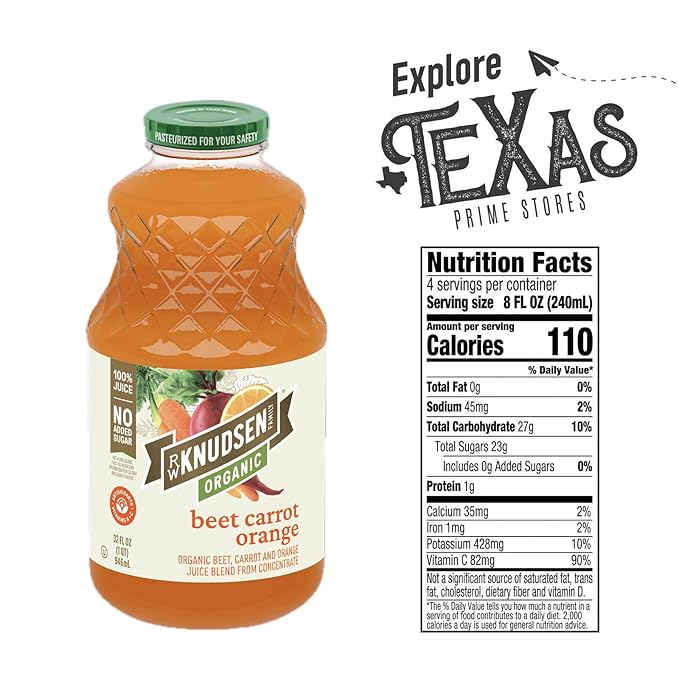 R.W. Knudsen Organic 2-Pack Organic Beet-Carrot-Orange Fruit Juice 100% USDA 32 fl oz Glass Bottle + 1 Utility Freebie by Lavinia
