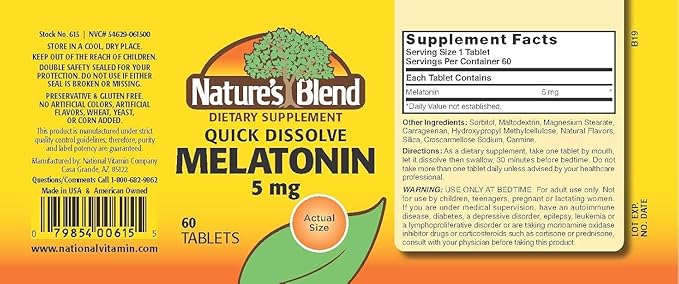 Nature's Blend Melatonin 5 mg - 60 Tablets Pack of 3