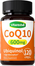 CoQ10 600 mg Softgels – Ubiquinol Coq 10 High Absorption Coenzyme Q10 &amp CoQ-10 Supplement for Energy Heart &amp Antioxidant Support 120 Count