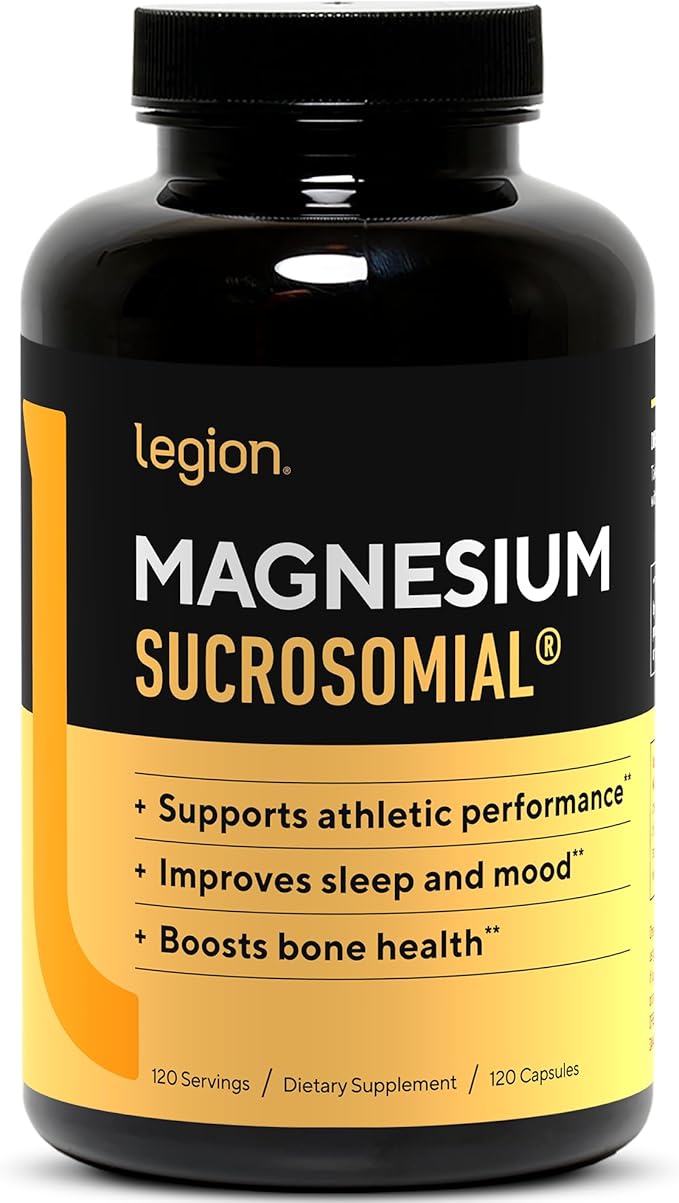 Legion Sucrosomial Magnesium Supplements - High Absorption Magnesium Supplement for Women &amp Men - Magnesium Mineral Supplements to Help Boost Athletic Performance &amp Overall Health - 120 Servin