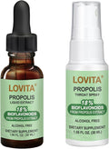 LOVITA Bee Propolis Bundle Liquid Drop with Thraot Spray 5:1 Extract 18% Flavonoids Alcohol-Free Throat Soothing Antioxidant &amp Immune Support
