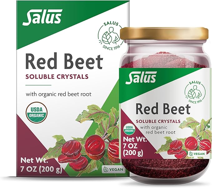 Salus Red Beet Crystals - Organic Nutritional Beet Root Powder Mix - Superfood Powder Supplement with Vitamin C Folate Magnesium &amp Potassium - 7 oz