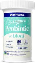 Enzymedica SubCulture Probiotic for Bloat &amp Digestive Health - Probiotic Supplement Capsules for Women &amp Men 50 Billion CFU Gut Health Support for Adults Helps Occasional Gas &amp Bloating