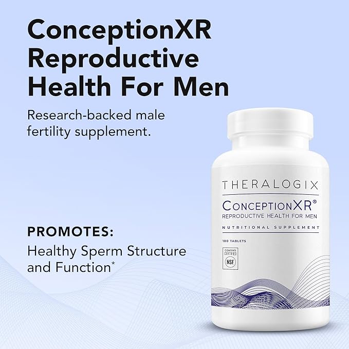 Theralogix ConceptionXR Reproductive Health For Men Men's Preconception Vitamins for Fertility Support Male Fertility Supplements for Sperm Health NSF Certified - 180 Tabs (90-Day Supply) Unflavor