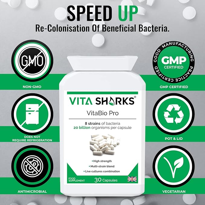 VitaBio Pro Multi Strain PROBIOTIC Supplement 20 Billion Good Bacteria PER Capsule | VITA SHARKS UK Supplement Manufacturer