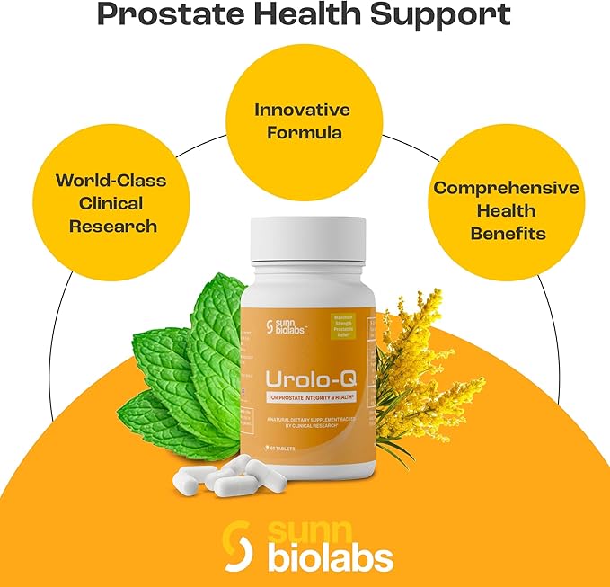 Urolo-Q Extra-Strength Prostate Support for Chronic Prostatitis CPPS Maximum Strength Effective Prostate Health Supplements for Men Advanced Time Release Formula with Added Pollen Extract. (3)