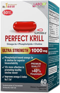 LABO Nutrition Perfect Krill 1000 mg Antarctic Krill Oil Omega 3 EPA DHA w/Phospholipids (&gt40%) Choline Astaxanthin | Supports Brain Eye Heart &amp Joint Health 60 softgels