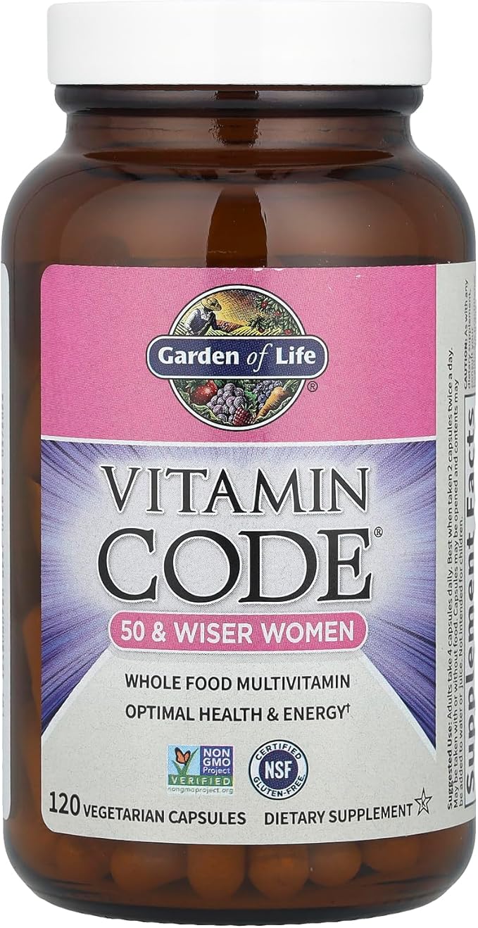 Garden of Life Multivitamin for Women - Vitamin Code 50 &amp Wiser Women's Raw Whole Food Vitamin Supplement with Probiotics Vegetarian 120 Count
