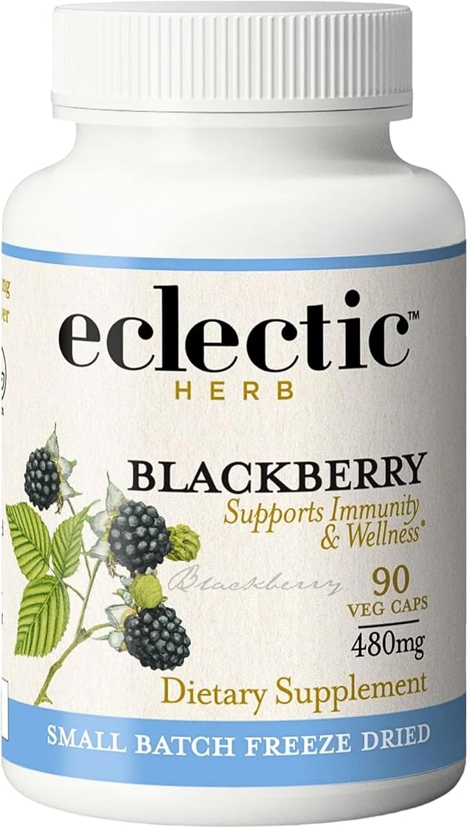 Eclectic Herb - BlackBerry Fruit Capsules | Vegan Superfood Supplement | Nutrition Vitamins + Minerals | Antioxidant + Immune Support | Organic Natural Non-GMO Gluten Free (90 CT | 480 mg)