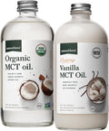 Natural Force Creamy Vanilla MCT Oil + Organic MCT Oil – Gluten-Free Non GMO 100% Pure Coconut MCTs from Organic Coconuts – Keto Paleo and Vegan – 2x 16 Ounce Glass Bottles