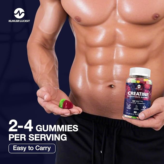 Creatine Monohydrate Gummies 5000mg with L-Carnitine &amp Taurine Flavored Creatine for Women and Men with Mixfruit Taste Pre Workout Gummies - 240pcs(3 Pack)