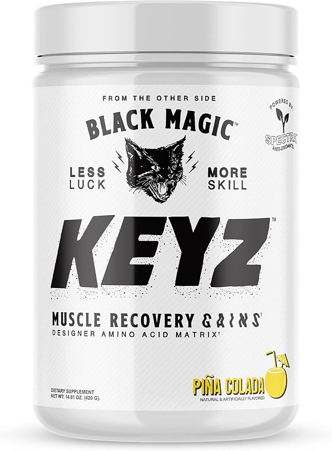 Black Magic Keyz Amino Acid Matrix Powder - Muscle Recovery &amp Endurance - EAA's BCAA's &amp Taurine - Keto No Sugar Caffeine Free - Pina Colada - 14.81 oz