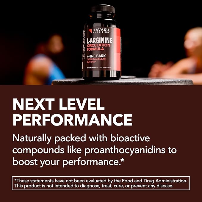 L-Arginine 1800mg and Pine Bark Extract 100mg - Nitric Oxide Supplement for Men - Performance Supplement for Men's Health - 90 Count - Endurance Recovery Support - Vegan Non-GMO Capsules