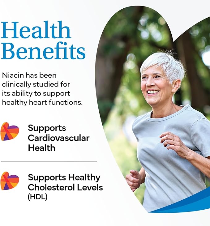Slo-Niacin Slow Release Niacin 500mg – Vitamin B3 Supplement for Heart Wellness – Flush-Free B3 Vitamins for Cholesterol &amp Cardiovascular Support – 100 Tablets