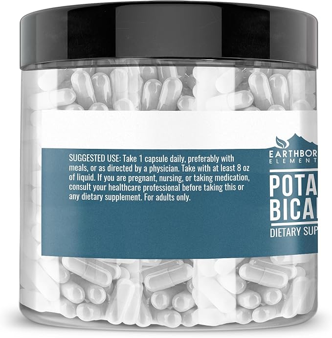 Earthborn Elements Potassium Bicarbonate 200 Capsules Pure &amp Undiluted No Additives