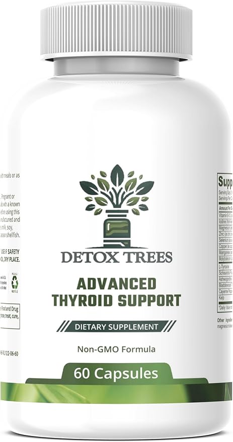 Thyroid Health Formula for Overall Well-Being &amp Metabolism with L-Tyrosine Iodine Zinc B12 Selenium &amp Ashwagandha - Non-GMO Support for Men &amp Women 60 Capsules