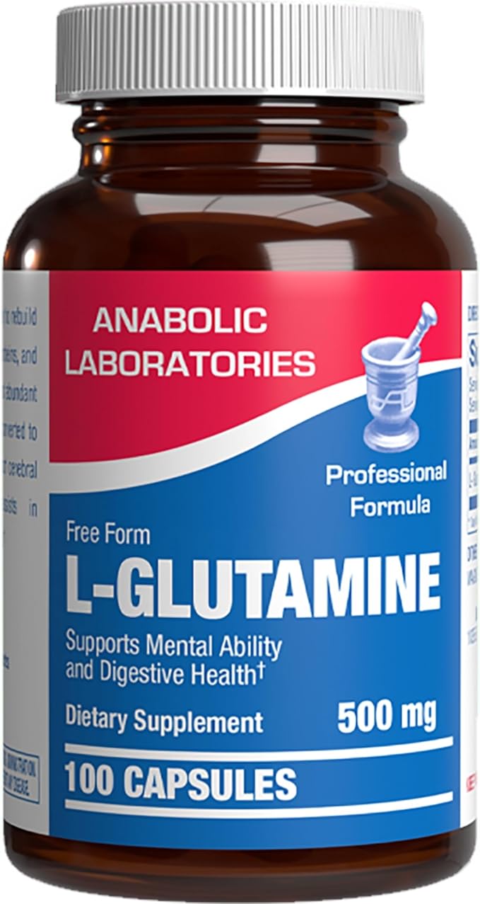 Free Form L-Glutamine Supplement - Clinical L Glutamine Capsules 500mg for Gut Health and Immune Support - Powerful Amino Acid Glutathione Precursor - Non-GMO &amp Made in The USA - 100 Servings