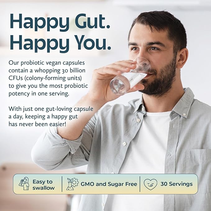 Future Kind Vegan Probiotics for Women and Men - 30 Billion CFUs Probiotics for Digestive Support (30 Adult Probiotic Capsules) No GMOs Daily Probiotic Supplements from 42 Fruits &amp Vegetables