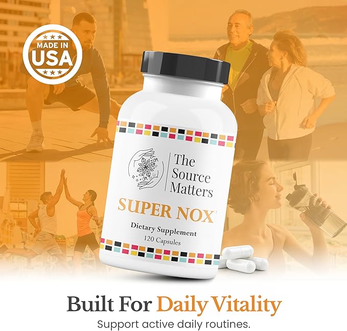 Super NOX (120 Capsules) - Nitric Oxide Supplement with L Citrulline - Nitric Oxide Booster for Circulatory &amp Vascular Support | Quercetin &amp Grape Seed Extract