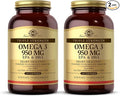 Solgar Triple Strength Omega 3 950 mg - 100 Softgels Pack of 2 - Supports Joint &amp Skin Health - Non-GMO Gluten Free Dairy Free - 200 Total Servings