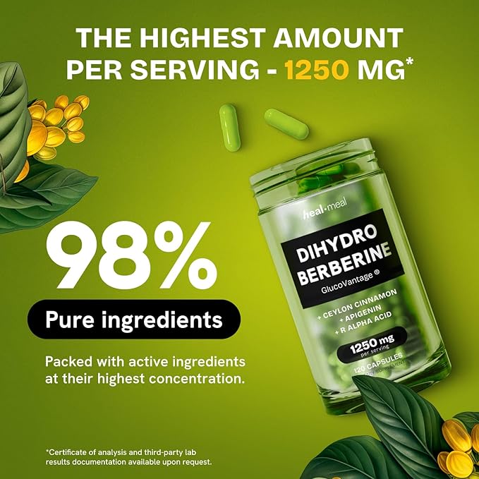 Dihydroberberine Supplement - Dehydro Berberine Organic - Super Berberine Supplement with Ceylon Cinnamon &amp R Alpha Lipoic Acid &amp Apigenin - Hydroberberine 480 caps (4 Packs)