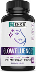 Zhou Glowfluence - Hyaluronic Acid Supplement with Vitamin C and Antioxidants Glowing Skin and Hydration Support Hyaluronic Acid Pills for Women and Men Pure Formula - 30 Vegetarian Capsules