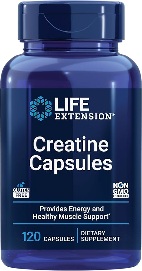 Life Extension Creatine Capsules 120 Count &amp Magnesium Caps 500mg 100 Count - Muscle Strength Heart Health