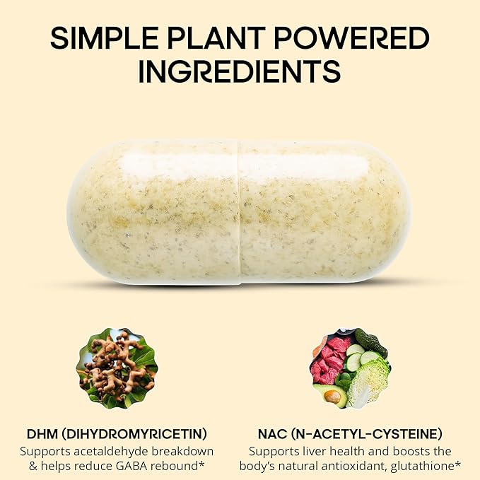 DHM with NAC - 650mg x 60 Capsules - 300mg N-Acetyl-Cysteine 350mg Dihydromyricetin - Max Strength Dietary Supplement for Liver Support Hydration
