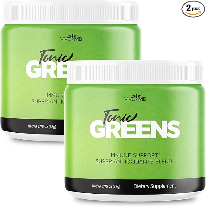Tonic Greens Powder Vitamin Boost Supplement Official Formula - Natural Green Blend Energy Supplement Extra Strength - BCAA L-Glutamine Vitamin B6 Revolutionary Energy Fix Solution Reviews (2 Pack)
