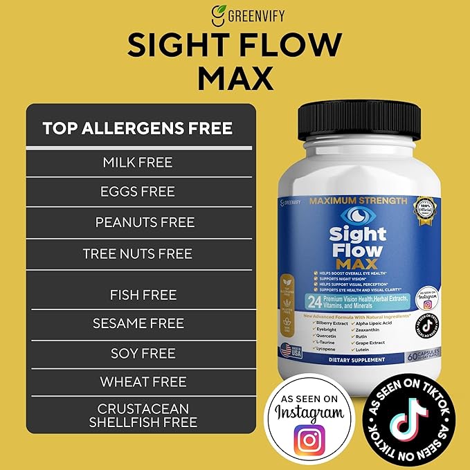 Sight Flow Max Eye Health Supplement 24 Premium Vision Herbal Extracts Vitamins and Minerals 60 Capsules (2)