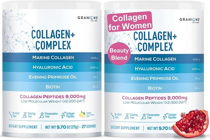 Granions Marine Collagen Lemon Powder and Marine Collagen Pomegranate Powder Beauty Bundle