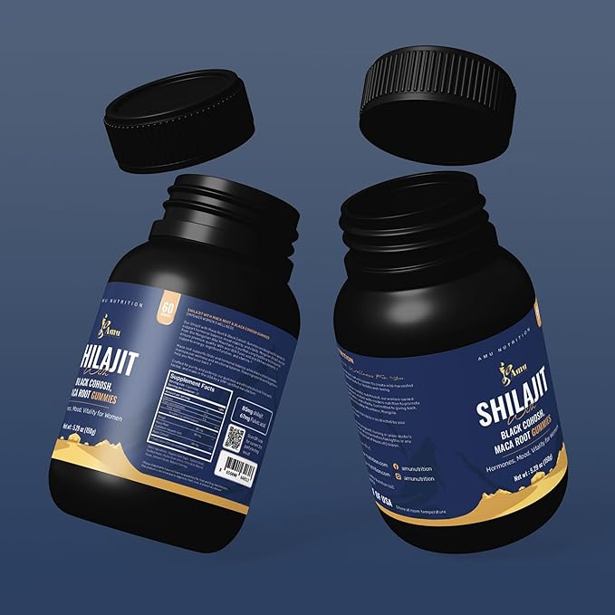 AMU NUTRITION Shilajit Gummies for Men &amp Women with Maca Root &amp Black Cohosh (60 Count (Pack of 1) Maca Root &amp Black Cohosh)