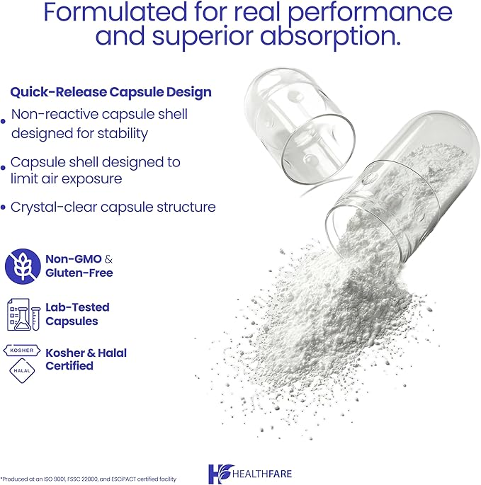 Healthfare Benfotiamine 600mg | 200 Veg Capsules | Enhanced Absorption | Supports Overall Health | Increased Bioavailability