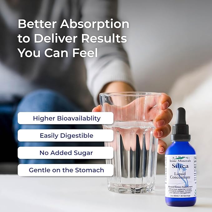 Eidon Liquid Silica Mineral Concentrate - Silica Supplement for Hair Skin and Nails Supplement Drops to Support Collagen Production &amp Hair Loss for Women &amp Men Helps Manage Calcium - 2 oz