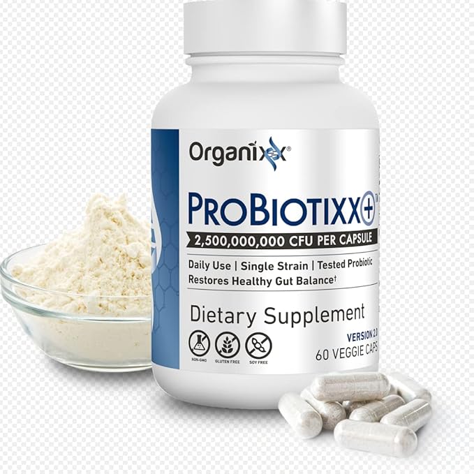 Organixx ProBiotixx+ Probiotic Supplement Daily Probiotics for Women &amp Men For Digestive Health Gut Health Immune Support 2.5 Billion CFU Gluten Free Non GMO Shelf Stable 60 Vegetarian Caps