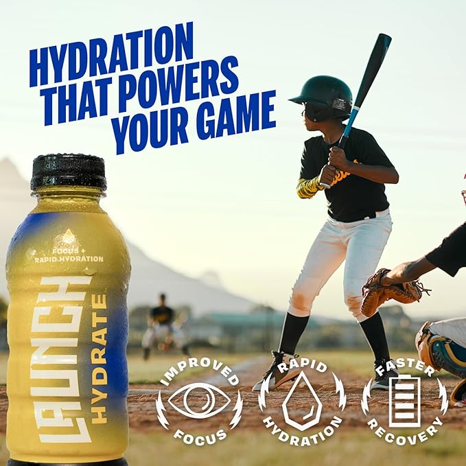 Sports Drink: Tropical Flavor - 16.9 Oz (12 Pack) Energy Drink + Hydration Real Cane Sugar Electrolytes Cognizin for Focus Vitamin B12 Energy Boost L-Glutamine Hydration Formula No Artificial S