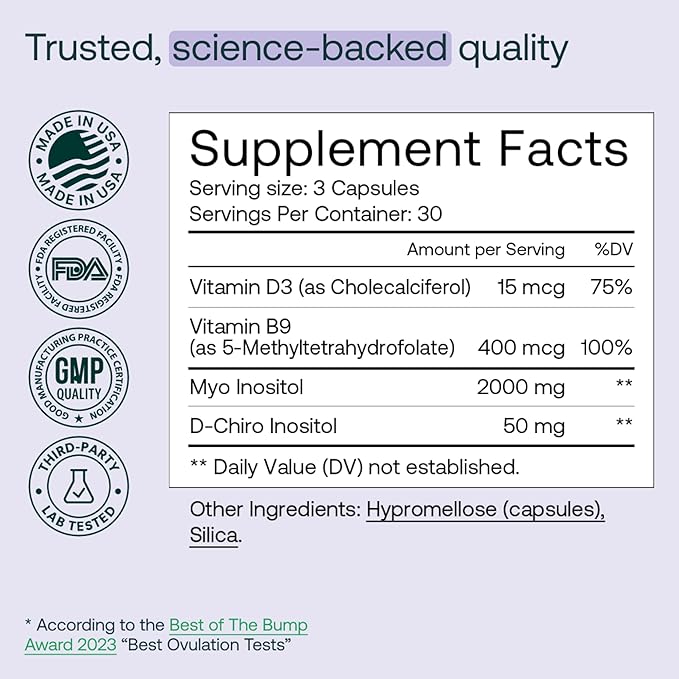 MIRA PCOS Supplement Myo Inositol &amp D-Chiro Inositol 40:1 Ratio Helps Promote Hormonal Balance and Support Ovarian Health &amp Metabolism 90 Capsules (30 Servings) 1 Bottle (Pack of 2)