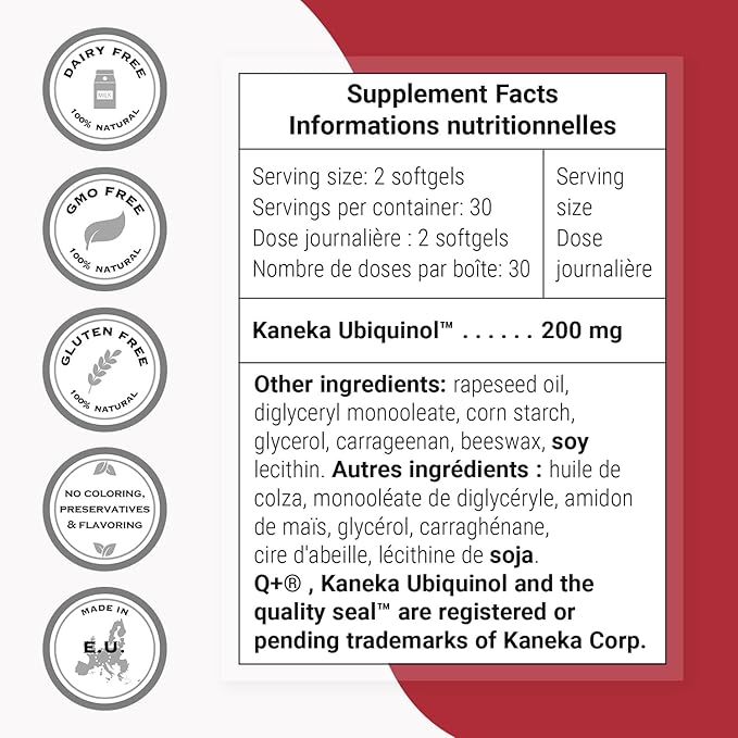 Supersmart Ubiquinol 200mg per Day (High Absorption) - Patented Keneka CoQ10 Supplement - Active Form of Coenzyme Q10 | Non-GMO &amp Gluten Free - 60 Softgels